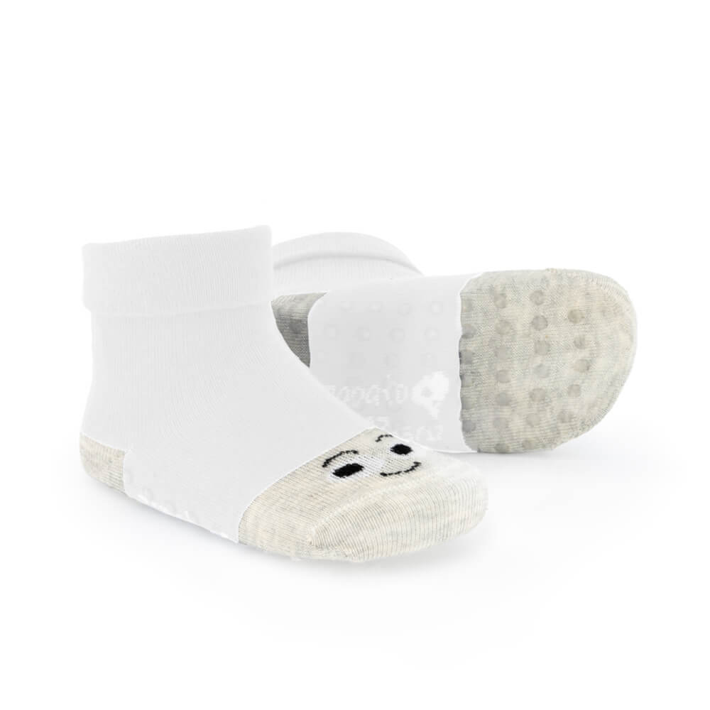 calcetin bebe preandante blanco gris