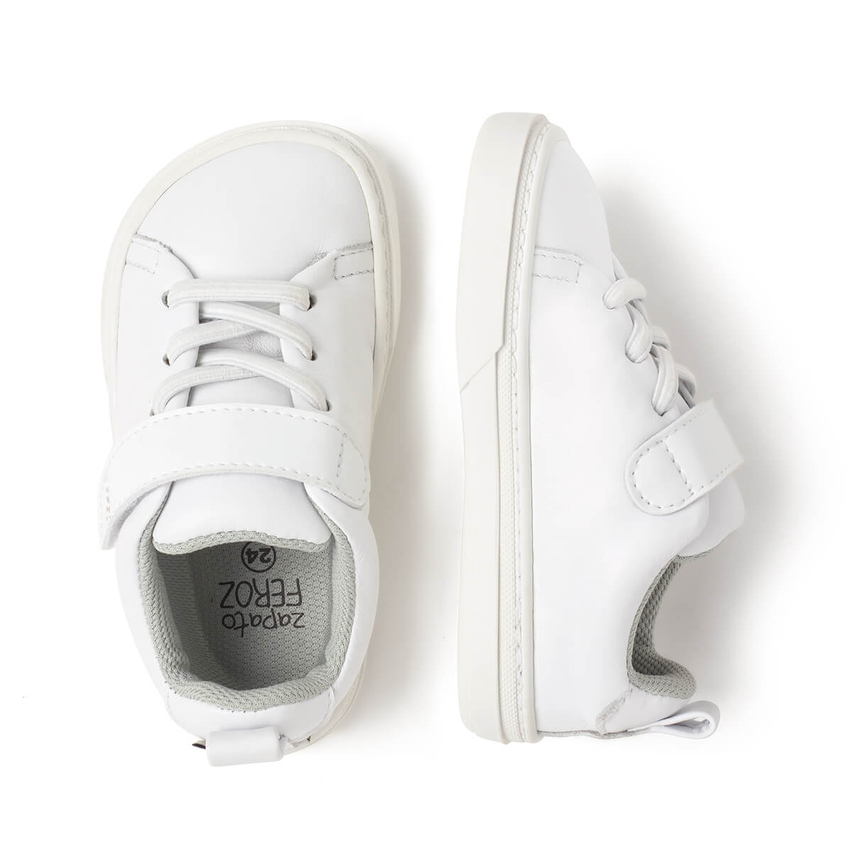 calzado piel barefoot comodo flexible cordones velcro ninos color blanco turia rocker aw24 03