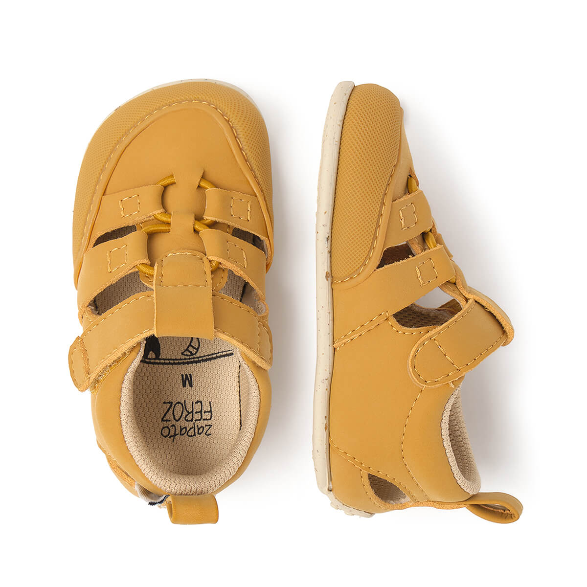 sandalia elastico respetuosa bebes mostaza canet feroz ss25 03