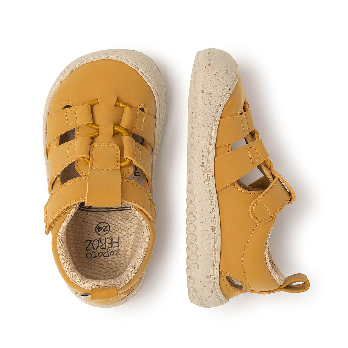 sandalia elastico respetuosa bebes mostaza canet rocker ss25 03