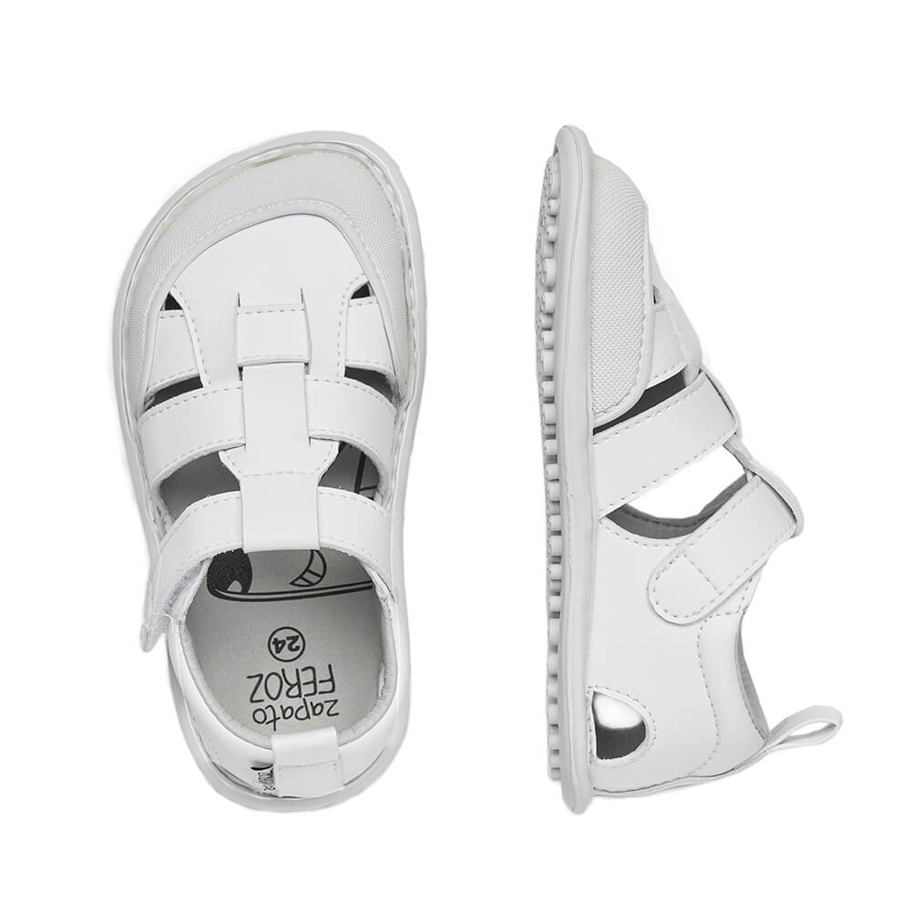 sandalias barefoot suela flexible ligera todos pies ninos color blanco denia rocker ss24