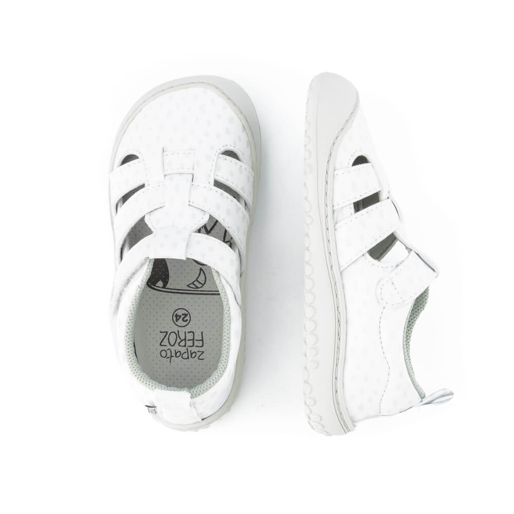 sandalias diseno respetuoso movimiento libre ninas ninos color blanco lunares irta rocker ulises ss24