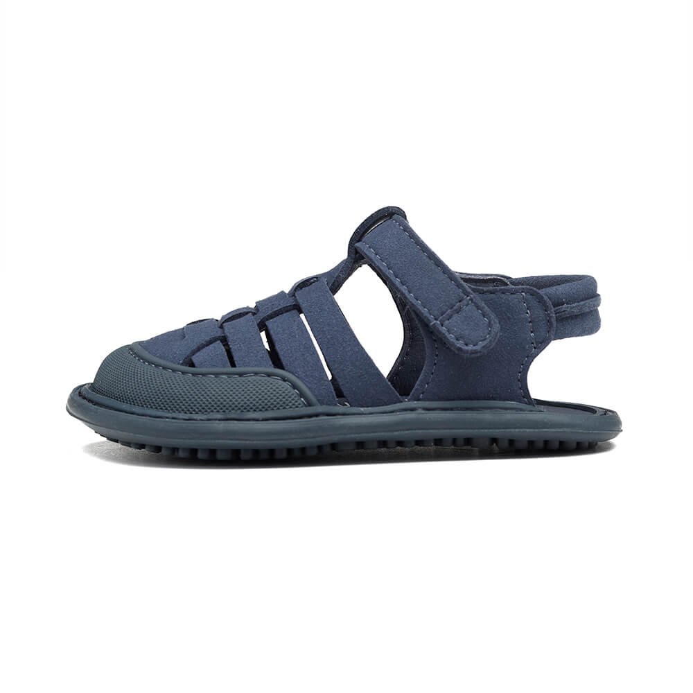 sandalias respetuosas forma natural pie bebe microfibra nobuck color azul calpe feroz ss24