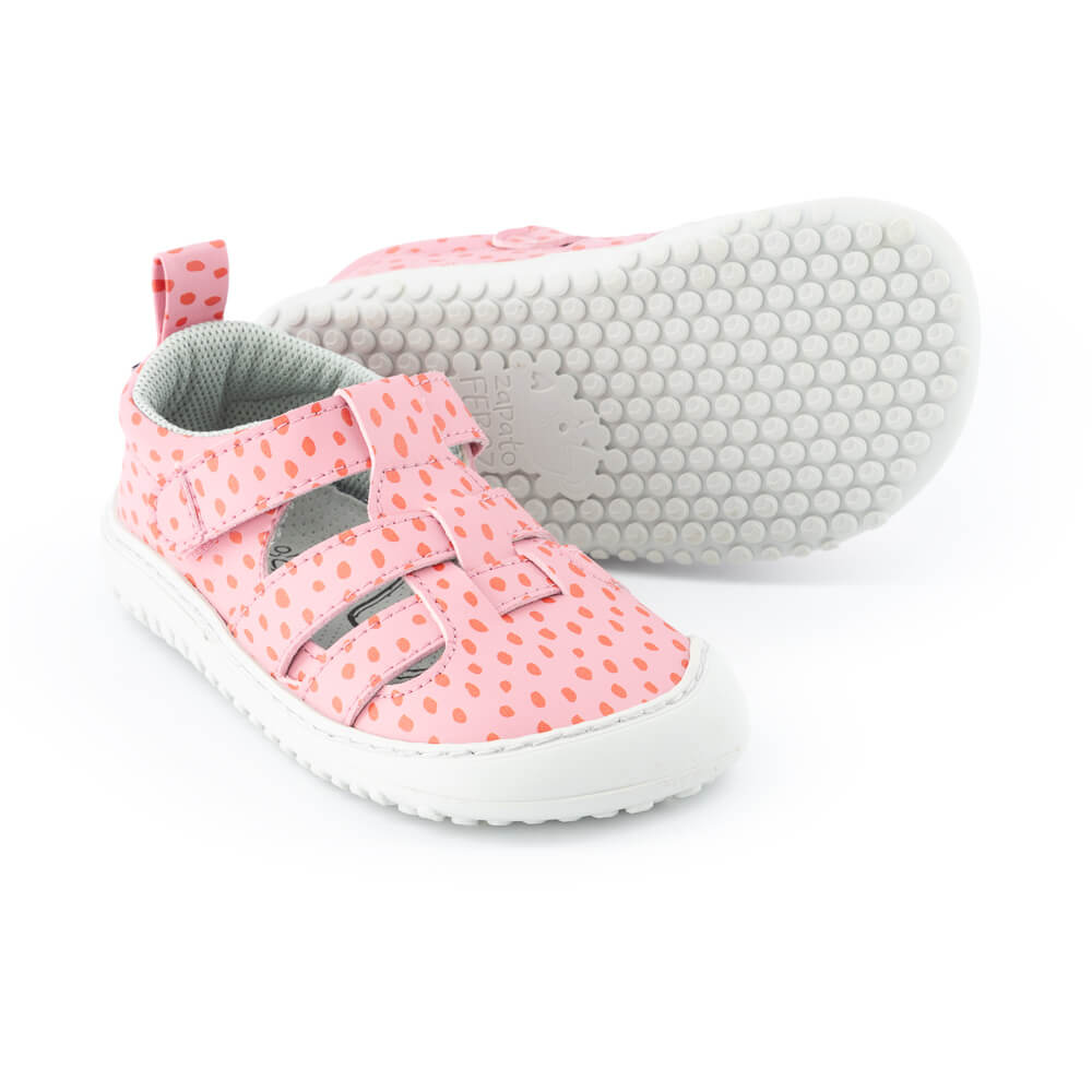 sandalias respetuosas ninas ninos microfibra color rosa puntitos irta rocker ulises ss24