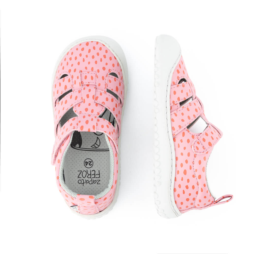 sandalias respetuosas ninas ninos microfibra color rosa puntitos irta rocker ulises ss24