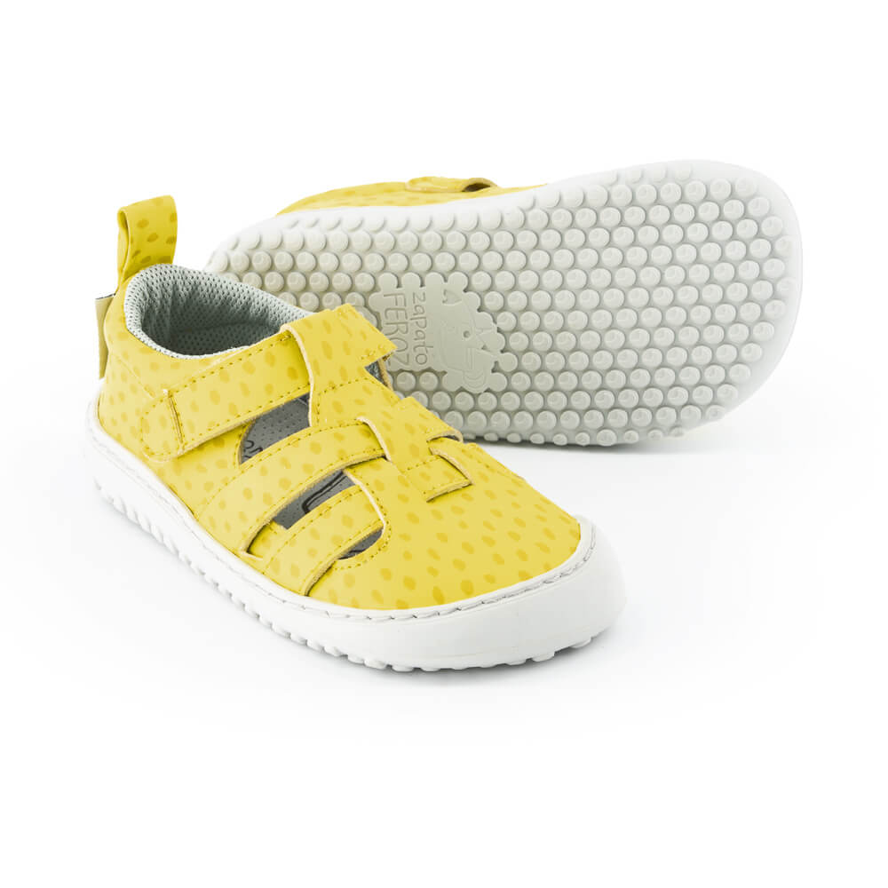 sandalias veganas saludables ninos ninas color amarillo puntitos irta rocker ulises ss24