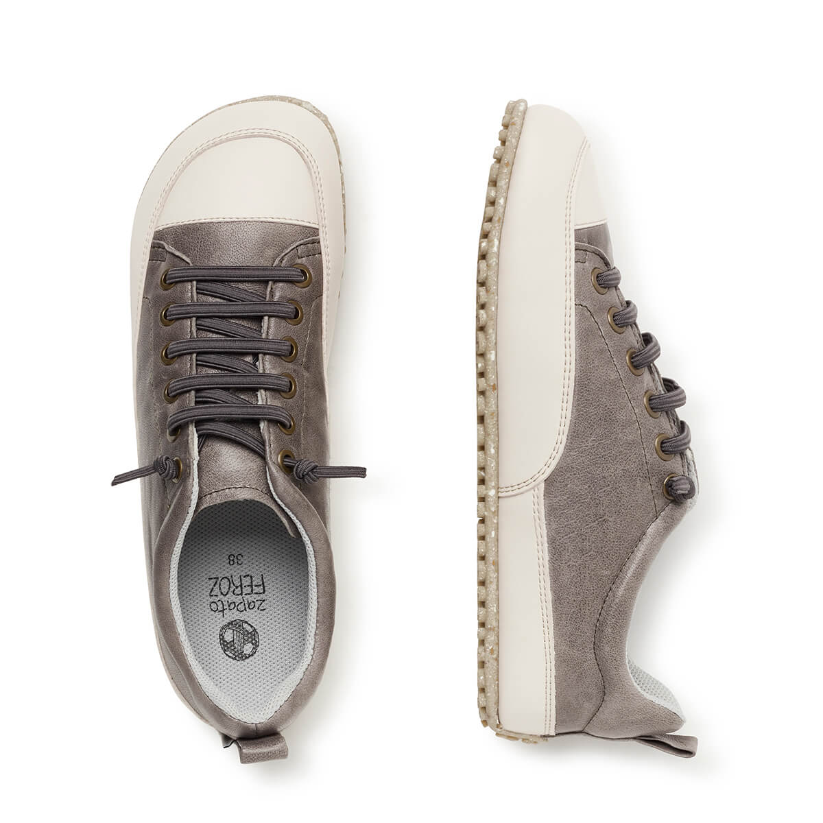 zapatillas deportivas cordones elasticos puntera suela blanca flexible color gris jerica adulto aw24 03