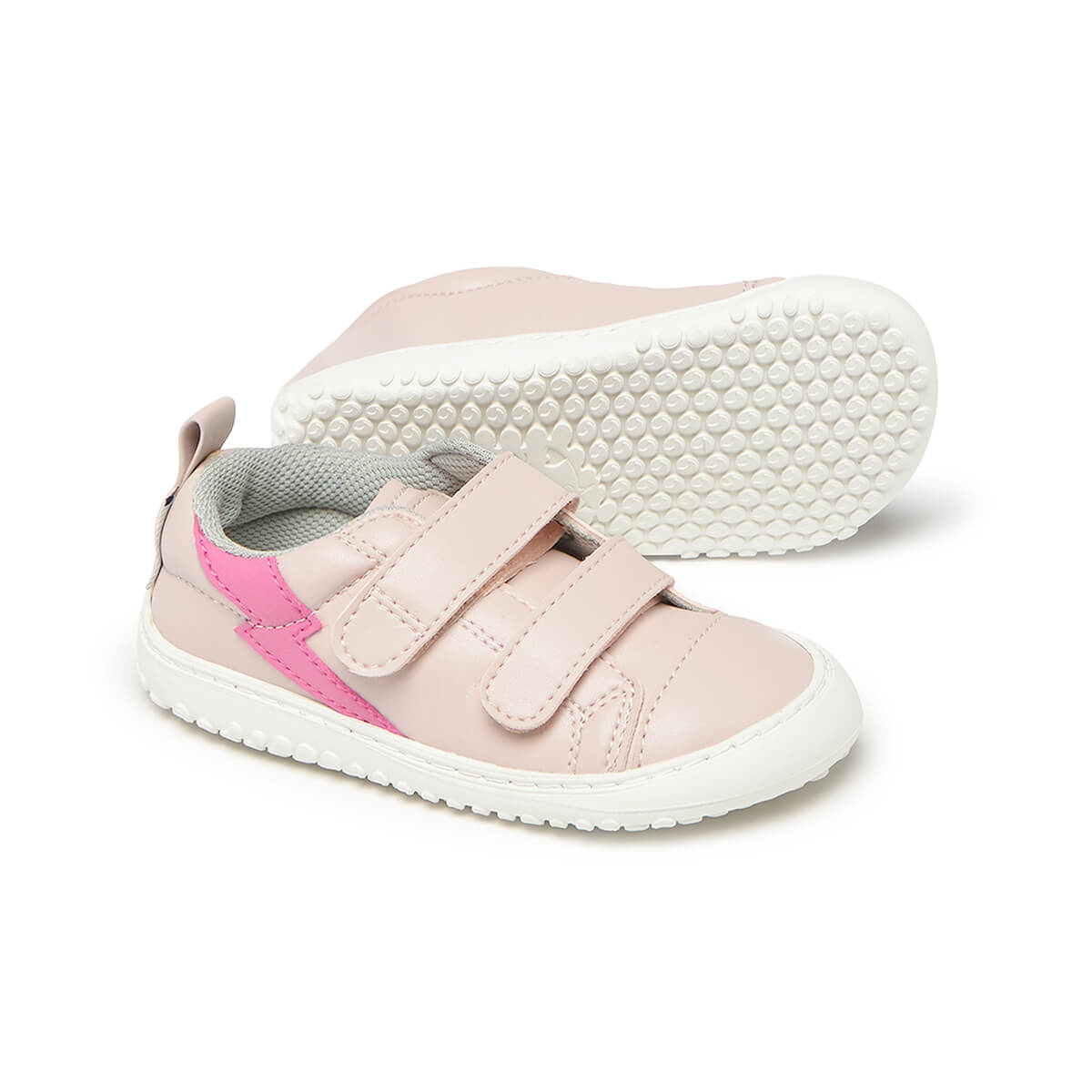zapatillas deportivas infantiles escolares doble velcro color rosa palo claro moraira rayo rocker aw24 02