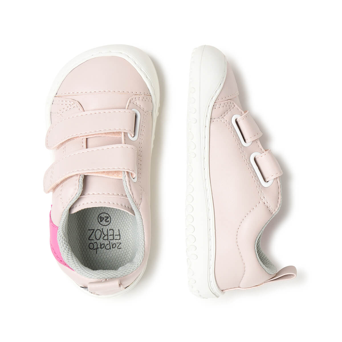 zapatillas deportivas infantiles escolares doble velcro color rosa palo claro moraira rayo rocker aw24 03