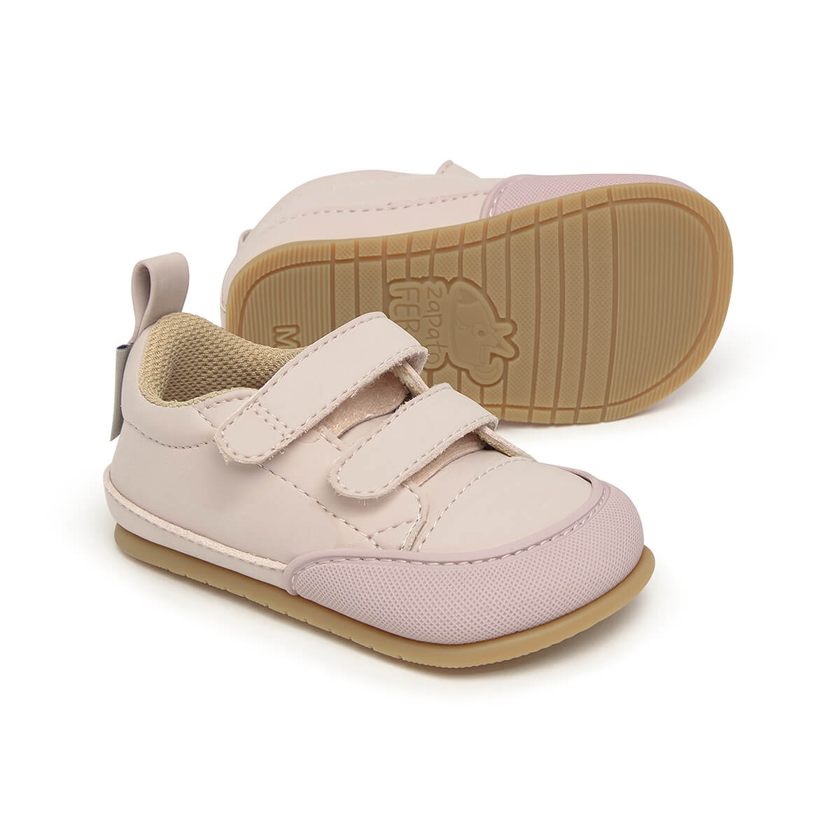zapatillas minimalistas transpirables velcro bebes color rosa palo claro moraira feroz ss25 02