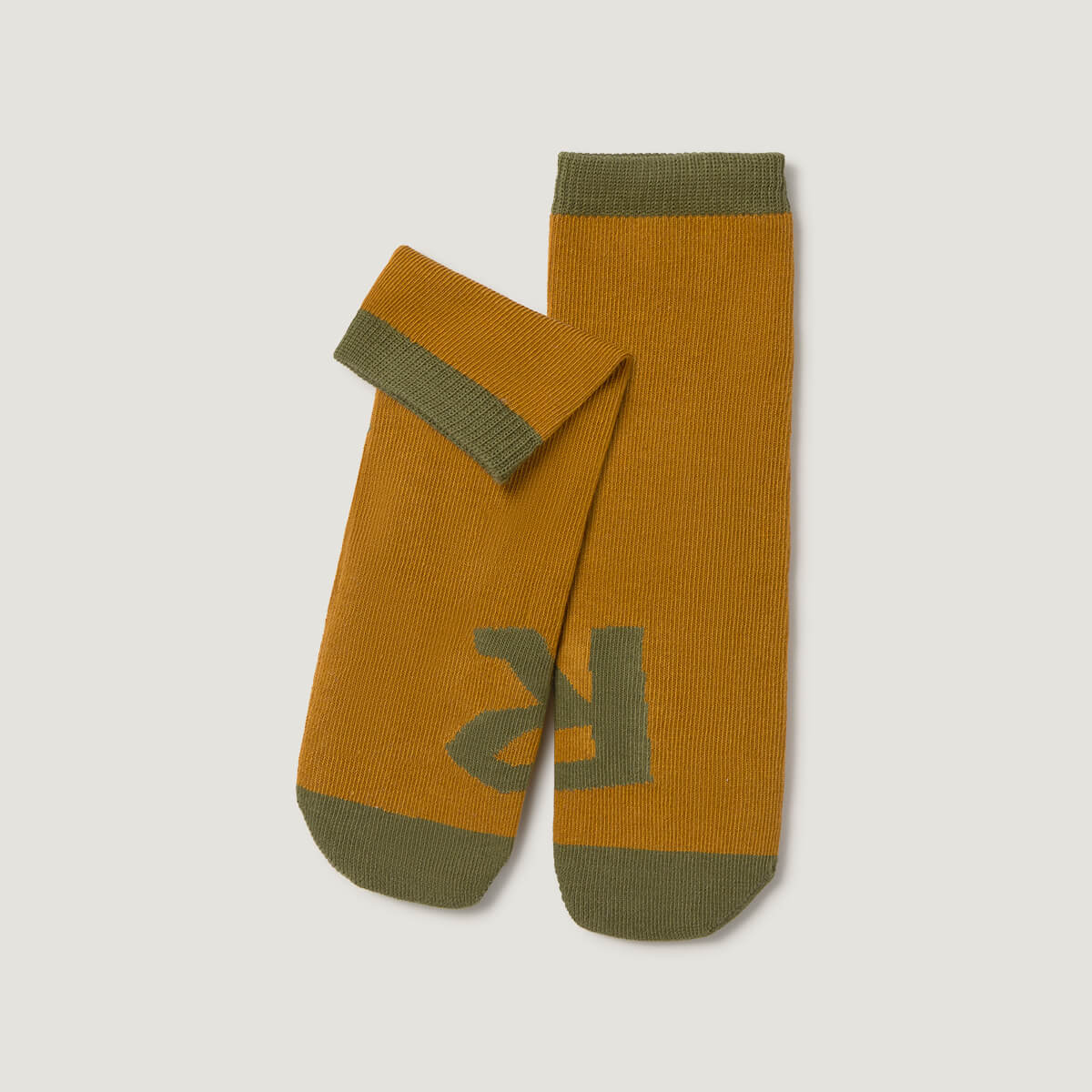 Calcetin bebe infantil Zapato Feroz | Mostaza Kaki