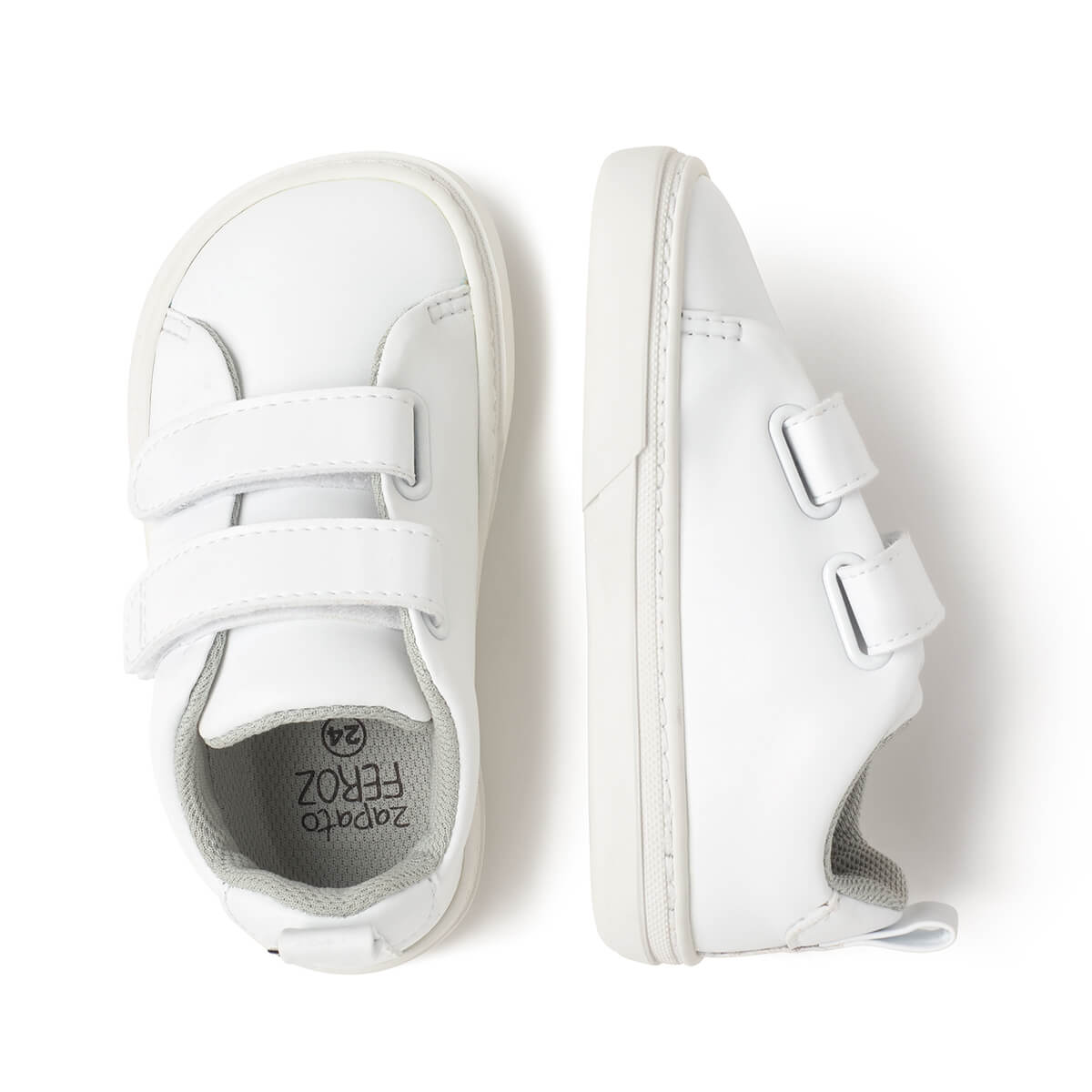 calzado infantil barefoot minimalista microfibra color blanco valencia rocker aw24 03