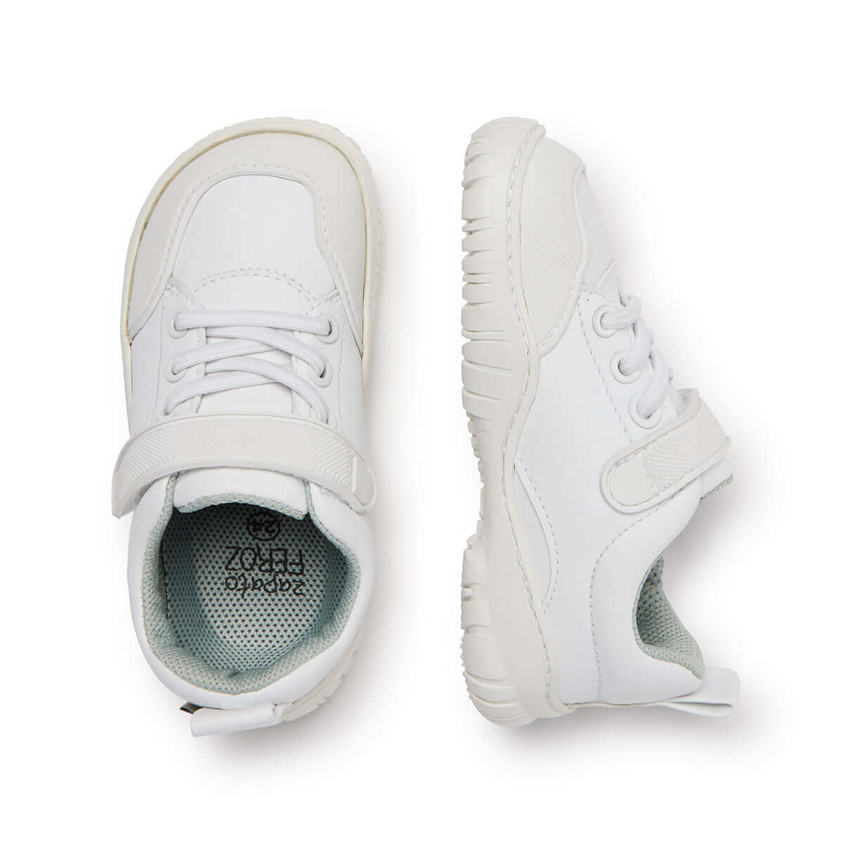 calzado infantil barefoot resistente traspirable velcro cordones color blanco ibi rocker aw24 03