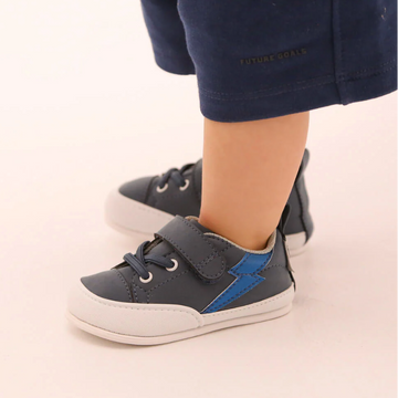 calzado barefoot microfibra bebe color azul rayo metalico paterna feroz ss26 zapato feroz