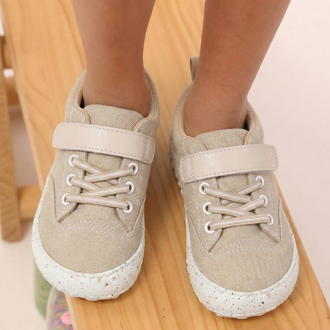 calzado barefoot microfibra infantil color beige tejano vaquero eliana rocker ss26 zapato feroz