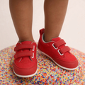 calzado minimalista casual respetuoso pies libres bebes color tejano rojo aldaia feroz ss25 