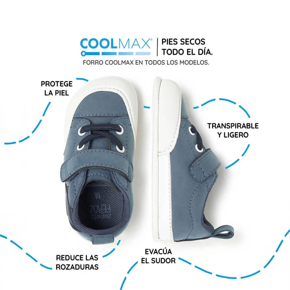 deportivas infantil respetuosas libertad movimiento caminar correr saltar jugar color azul paterna rayo feroz aw25 03 | Azul Denim Rayo Microfibra Nobuck