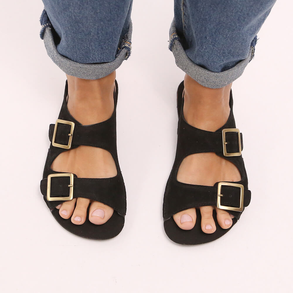 sandalia adulto minimalista respetuosa libertad movimiento hombre mujer saler ss26 negro