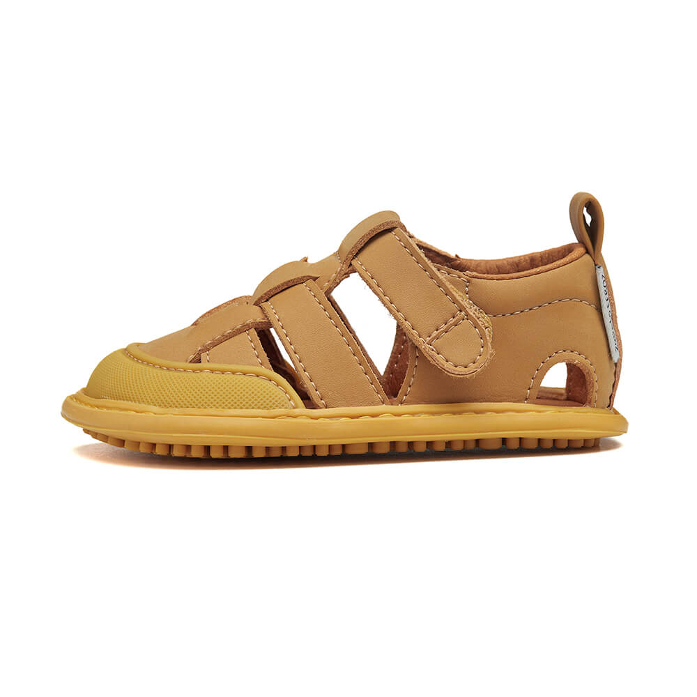 sandalias barefoot como andar descalzo color amarillo mostaza bebe denia feroz ss24  