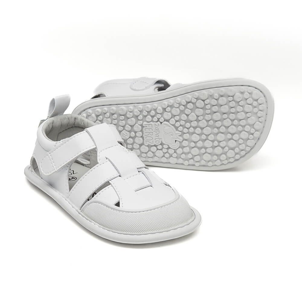 sandalias barefoot suela flexible ligera todos pies ninos color blanco denia rocker ss24  