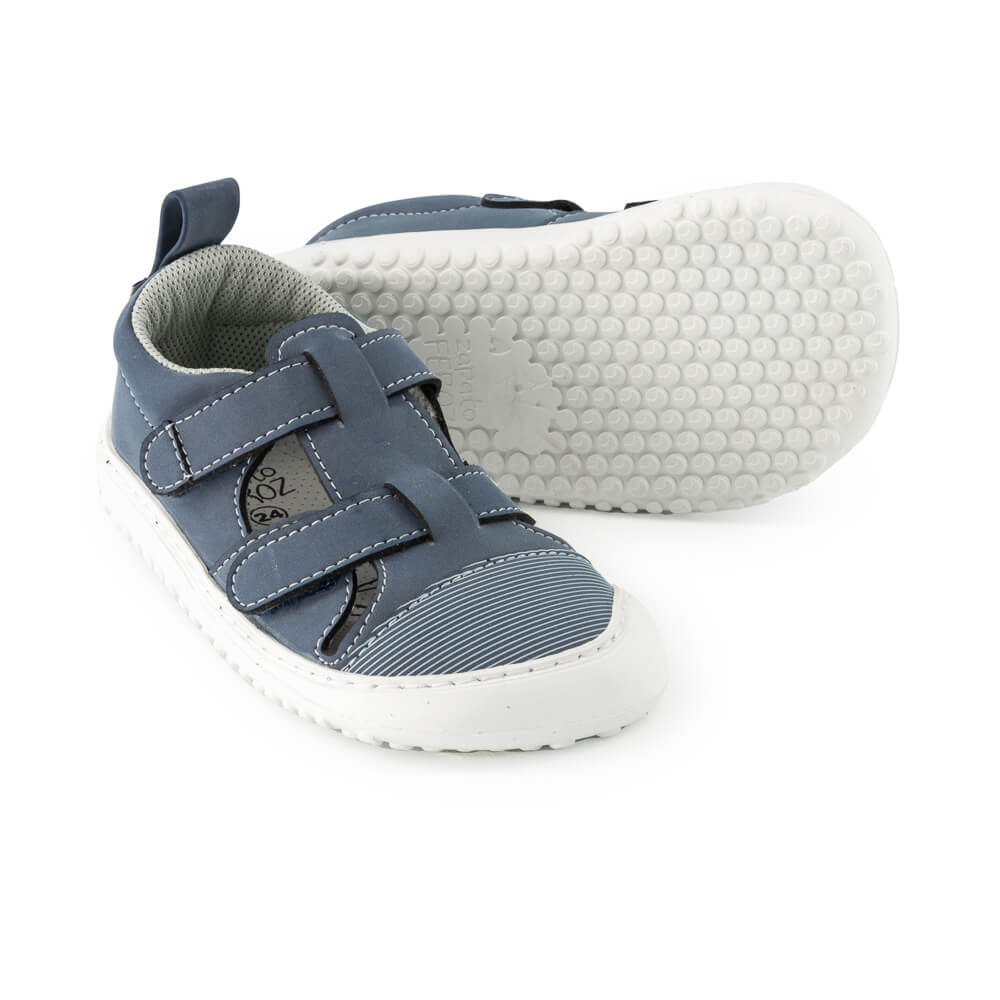 sandalias infantiles barefoot microfibra veganas suela plana flexible color azul javea rocker ss24  