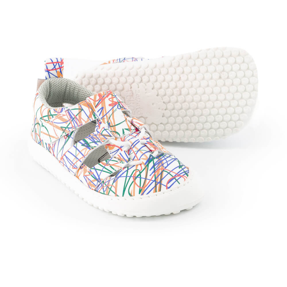 sandalias infantiles veganas microfibra diseno divertido rayajos colores canet rocker risco ss24 