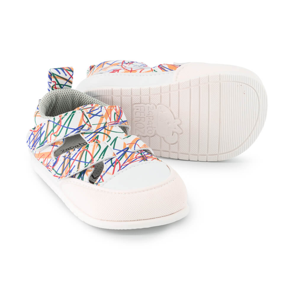 sandalias minimalistas microfibra rayas multicolor primeros pasos bebe javea feroz risco ss24  