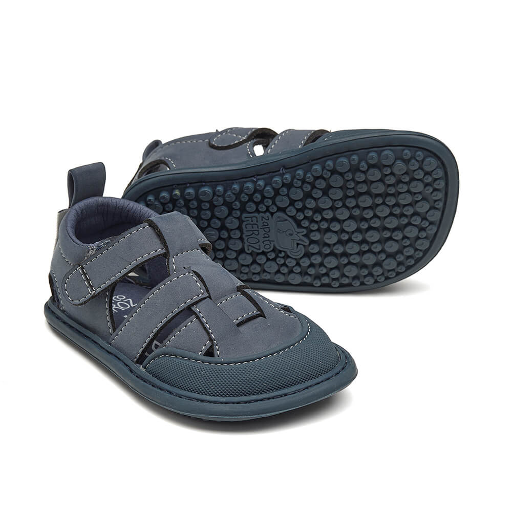 sandalias respetuosas veganas tejido microfibra color azul bebe denia feroz ss24  