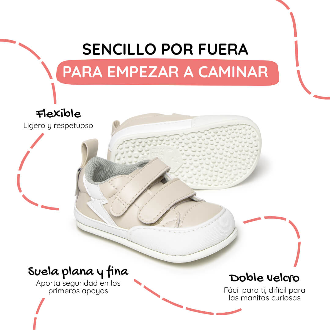zapatillas barefoot bebes color beige piedra rayo moraira feroz ss26 02 | beige rayo microfibra