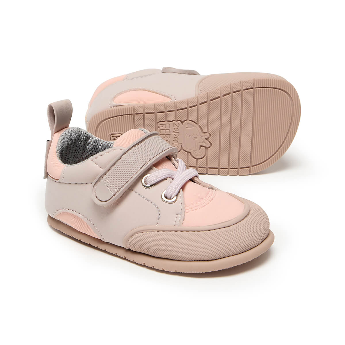 zapatillas barefoot resistentes transpirables bebe color rosa palo claro ibi feroz aw24 02