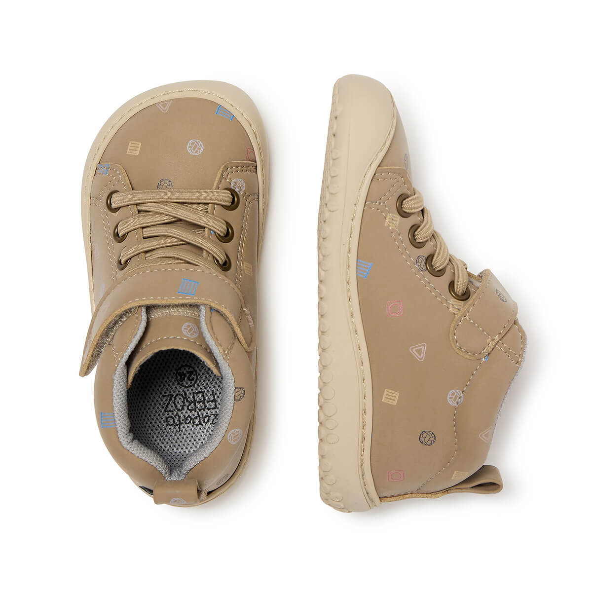 zapatillas botas botines cordones velcro microfibra nobuck ninos ninas color beige piedra pikler jucar rocker aw24 03