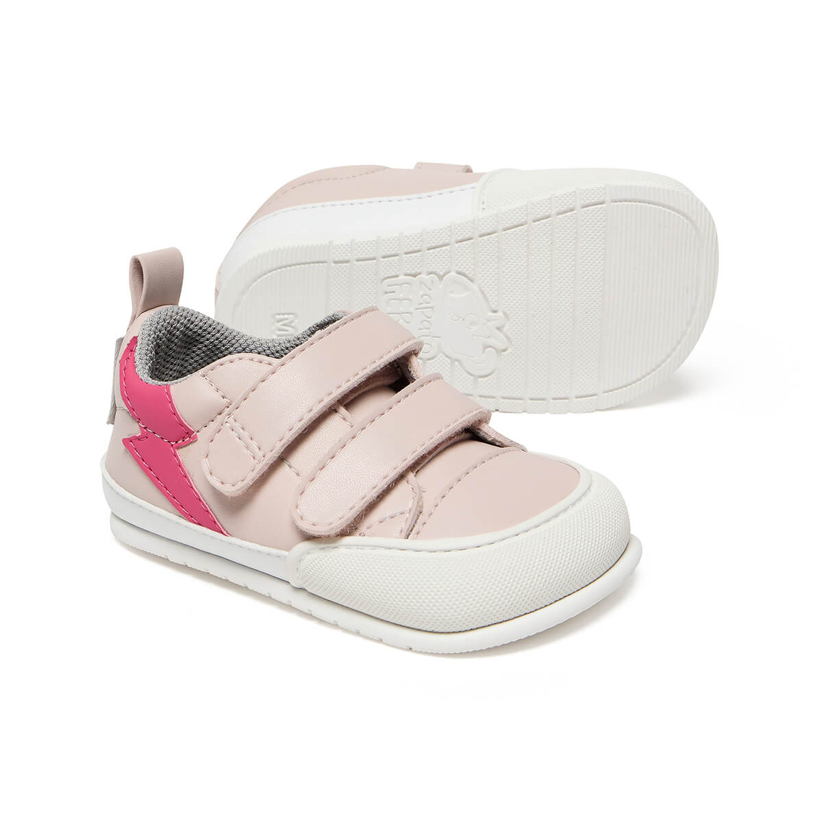zapatillas deportivas infantiles doble velcro color rosa palo claro moraira rayo feroz aw24 02