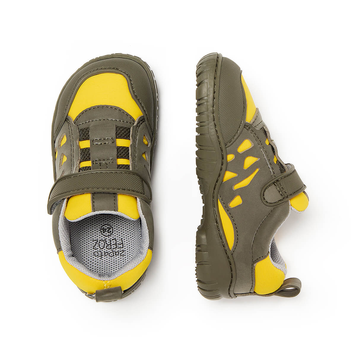 zapatillas originales divertidas todoterreno uso diario naturaleza ninos color verde kaki caqui amarillo onil aw24 03