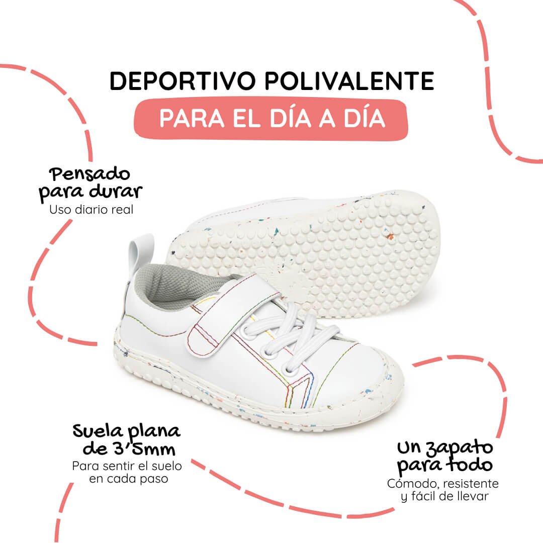 zapatillas respetuosas veganas estilo casual rocker multicolor paterna rayo 1000| Blanco Multicolor Microfibra