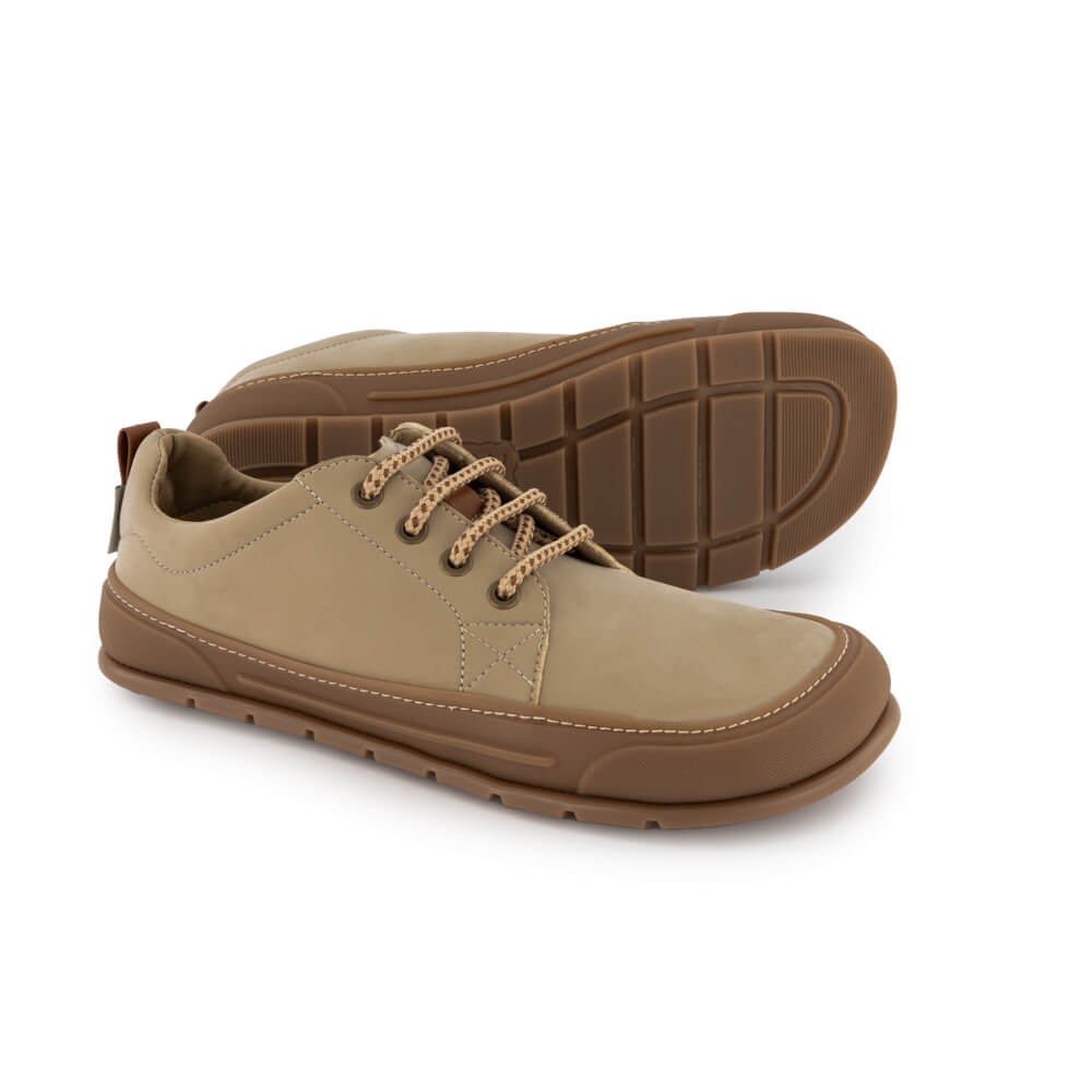 zapatos minimalistas microfibra nobuck veganos sin forro pala larga adulto unisex color gris piedra primavera verano sagunto ss24 02